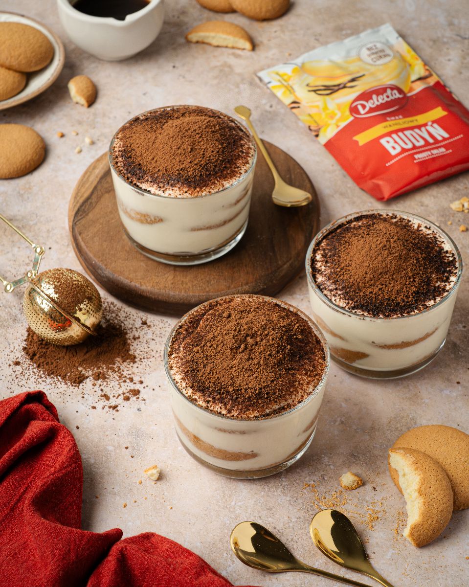 Tiramisu budyniowo-mascarponowe w szklankach